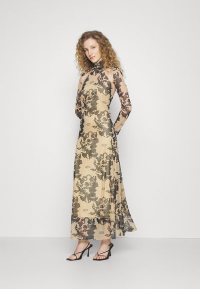 ROKH SHOULDER CUTOUT DRESS - Μάξι φόρεμα - black/camel