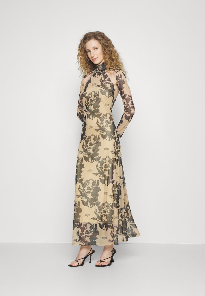 ROKH SHOULDER CUTOUT DRESS - Maxikleid - black/camel