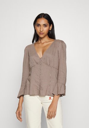 LONG SLEEVE BLOUSE - Blouse - wine/white