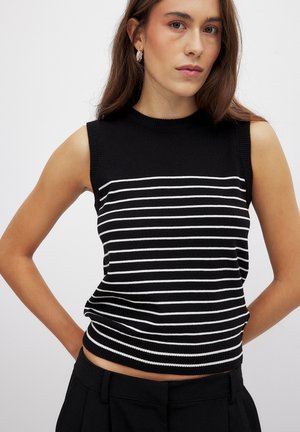 NA-KD ÄRMELLOSES GESTREIFTES STRICK - Top - black white stripe