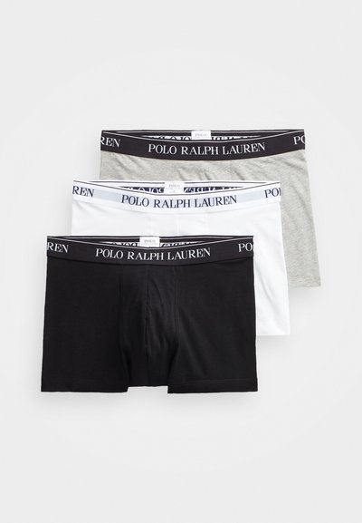 Puuvillased bokser-lühikesed aluspesud mustas, hallis ja valges värvitoonis. Igal on kaubamärgi elastne vöökoht, millel on tumesinises tekstis "POLO RALPH LAUREN".