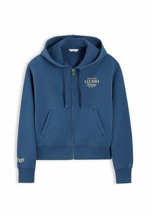 Tommy Hilfiger, TOMMY HILFIGER LOGO ZIP-THRU OVERSIZED HOODY - Sweatjacke - aegean sea
