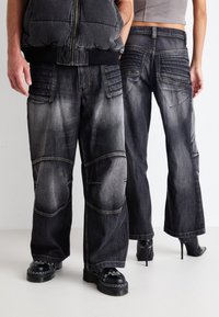 Jaded London MOTO COLOSSUS UNISEX - Bő szabású farmernadrág - washed black