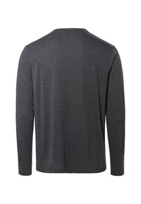 Langlopende shirt in donkergrijze stof, met een ronde halslijn, rechte snit en een gladde textuur zonder zichtbare graphics of patronen.