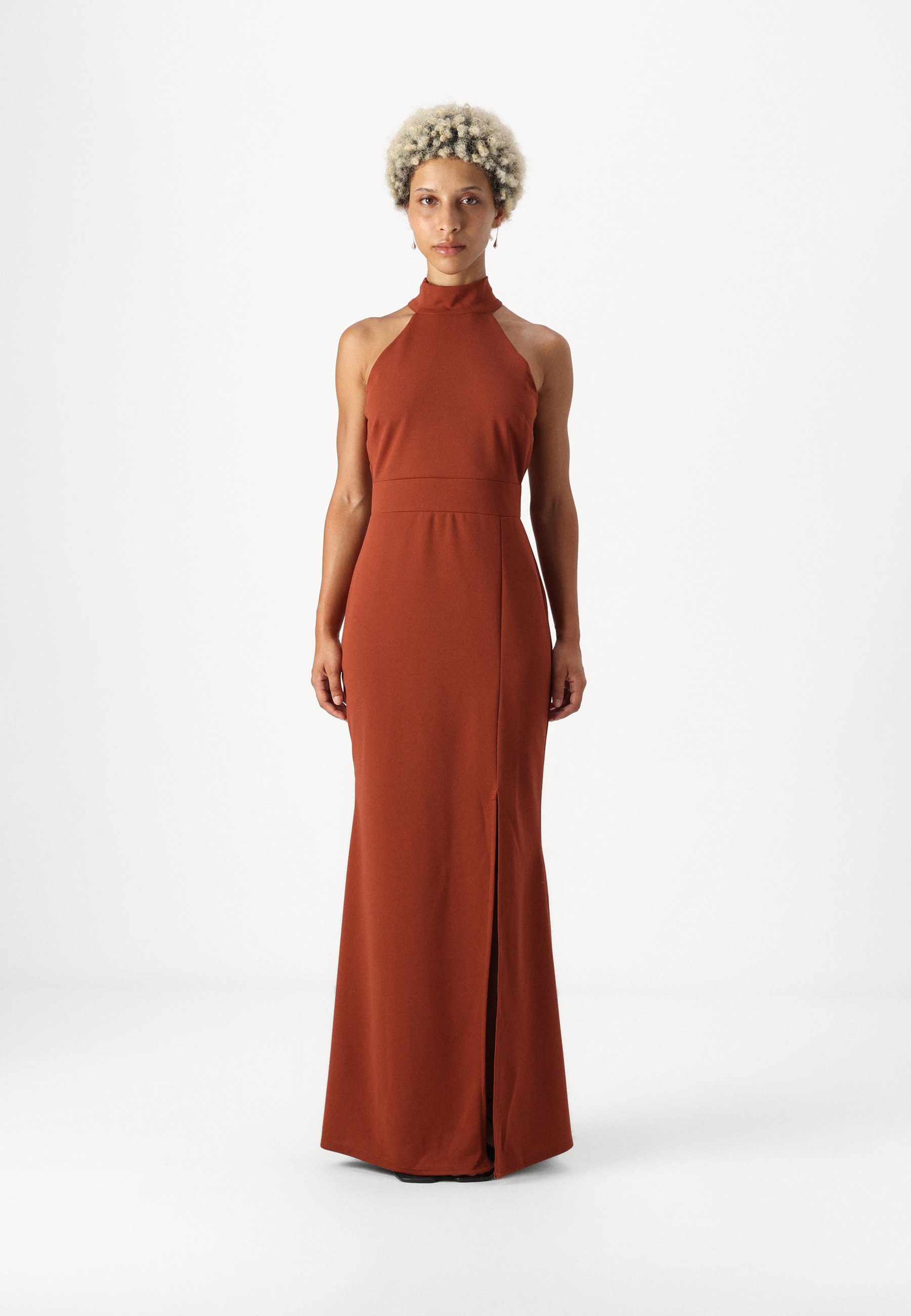 strapless open back dress Women's Orange Midi Dress Halter Neck main image 0