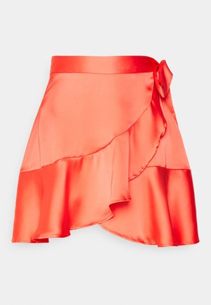 Object Petite, OBJSATEEN MINI SKIRT - Φούστα παρεό - hot coral