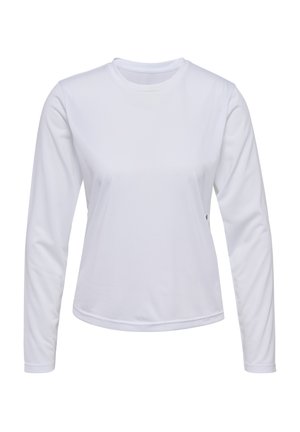 Långärmad vit skjorta i slät tyg, med rund halsringning, något lös passform och minimal sömnadsdetaljer.