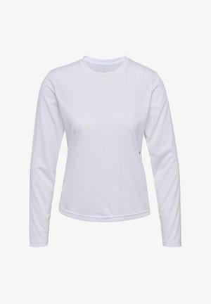 Långärmad vit skjorta i slät tyg, med rund halsringning, något lös passform och minimal sömnadsdetaljer.