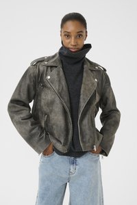 Gestuz VINTAGE JACKET - Kožená bunda - cold vintage grey