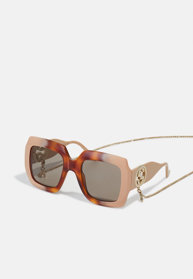 Gucci - GG OVERSIZED SQUARE ACETATE SUNGLASSES - Sončna očala - havana/ivory/brown, Povečajte