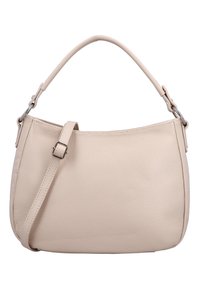 Beeži nahkrahakott, millel on kivipind, kaarjas ülemine sang ja reguleeritav õlavarre rihm koos metallist klambriga.