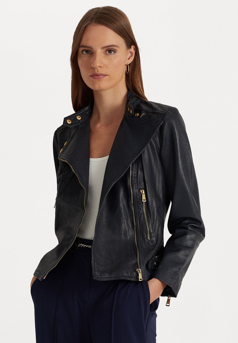 Lauren Ralph Lauren FEYOSHI LINED MOTO JACKET Veste en cuir navy