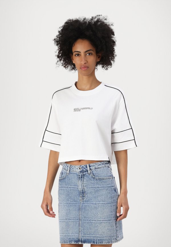 RELAXED CROPPED PIPING TEE - Print T-shirt