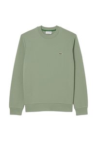 Sudadera de algodón verde con cuello redondo, mangas largas y puños acanalados. Presenta un pequeño logo bordado en el pecho.