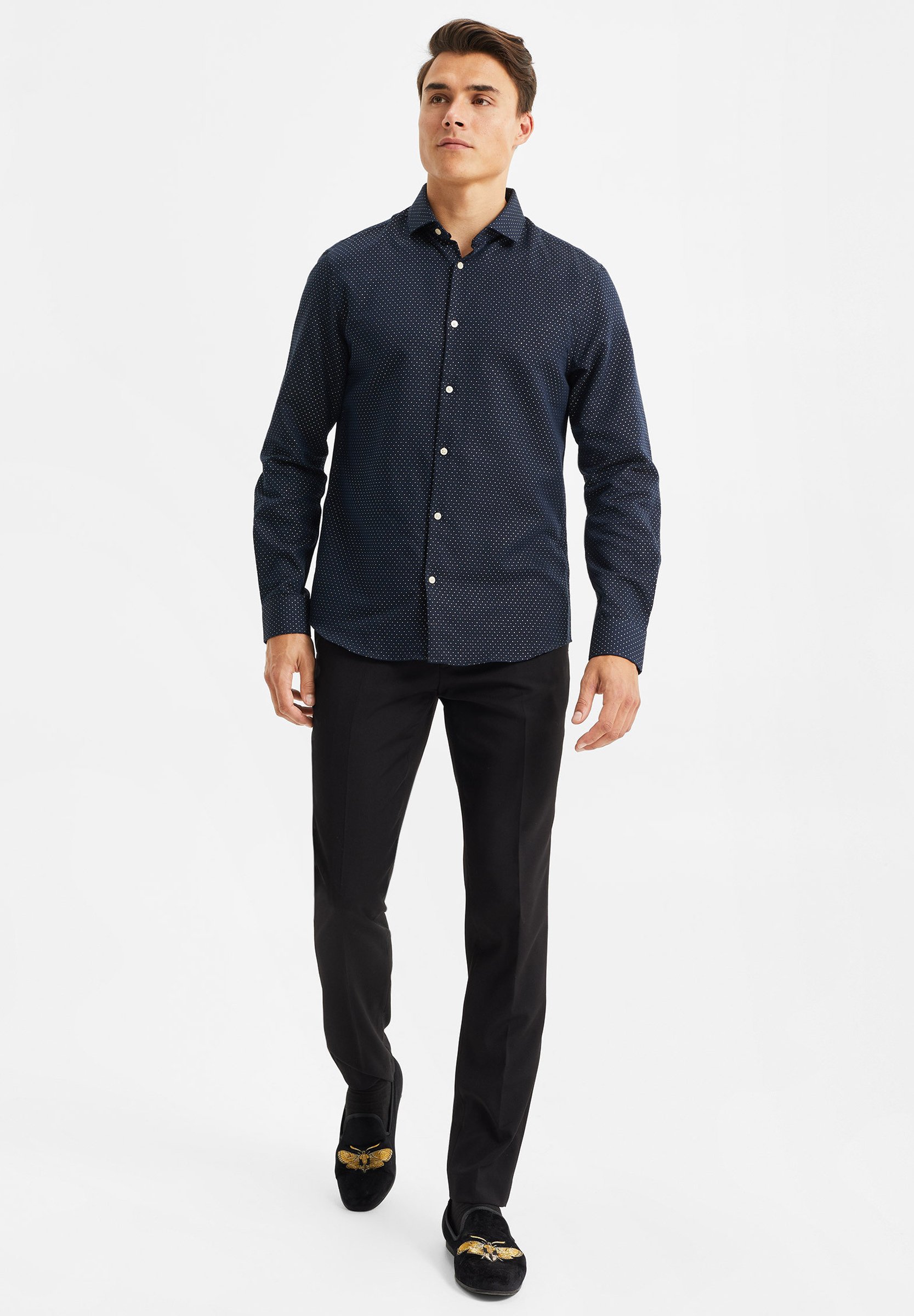 WE Fashion MET GLITTERGAREN - Camisa - dark blue/azul marino - Zalando.es