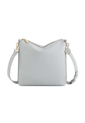 Szara torebka crossbody z imitacji skóry z zamkiem błyskawicznym, z hardwarem w kolorze złotym i odpinanym paskiem. Gładka faktura i minimalistyczny design.