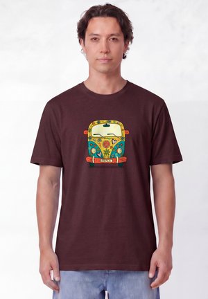 watapparel, HIPPIES BUS UNISEX - T-Shirt print - red brown
