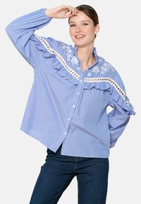 LolaLiza WITH EMBROIDERY - Button-down blouse - blue faience