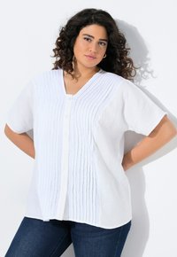 Ulla Popken SHORT SLEEVE PINTUCK - Camicetta - off white