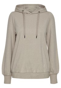 Bežna kapuča z puloverjem, narejena iz mehkega blaga, s sproščenim krojem, elastiko na zapestjih in zankami s črnimi konicami.