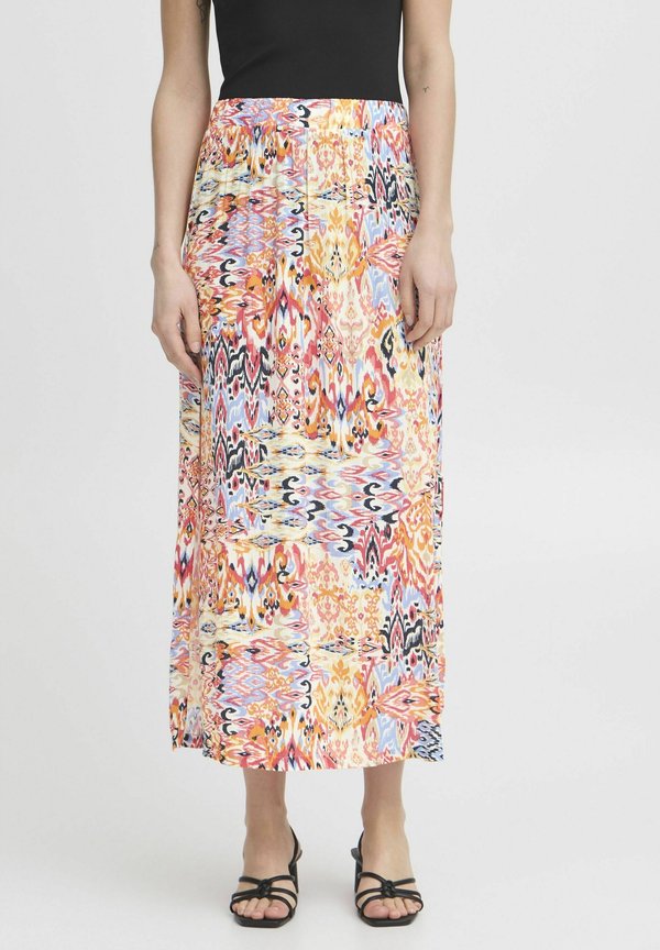 IHMARRAKECH - A-line skirt - geranium multi ikat aop