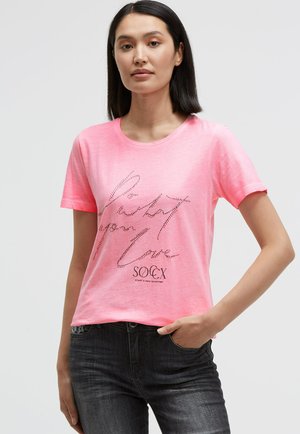 RUNDHALS MIT ARTWORK - T-Shirt print - neon rose