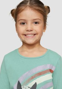 s.Oliver WEICHES MIT FOTOPRINT - Longsleeve - helles türkis