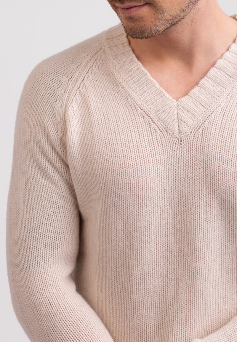 Herren Strickjacken | CASH-MERE Strickpullover ecru/weiß - LV93625 Herren Strickjacken | CASH-MERE Strickpullover ecru/weiß - LV93625