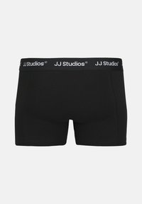 Boxer shorts neri realizzati in cotone con una vestibilità aderente. Presentano un morbido elastico in vita con il marchio "JJ Studios" in bianco. Design semplice.