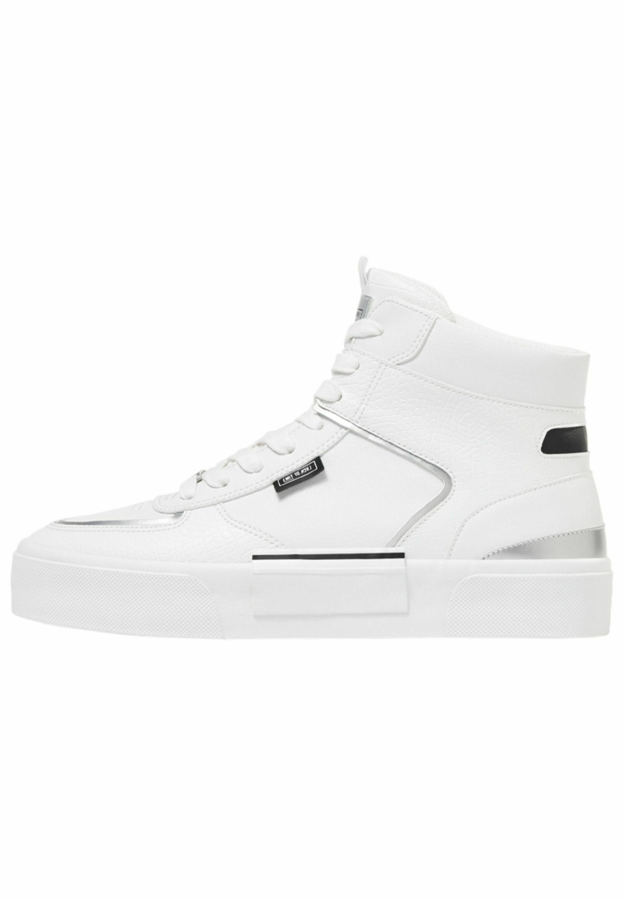 Bershka Sneakers hoog - white/wit - Zalando.nl
