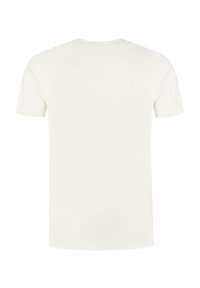 Effen witte t-shirt met korte mouwen en een ronde hals. De stof lijkt glad, zonder patronen of accenten. Alleen de achterzijde wordt getoond.