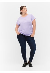 Zizzi SHORT SLEEVED BLEND - Jednoduché tričko - lavender