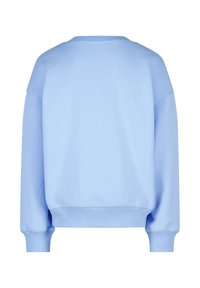 Light blue, long-sleeve crewneck sweatshirt with ribbed cuffs and hem, shown from the back on a white background.
