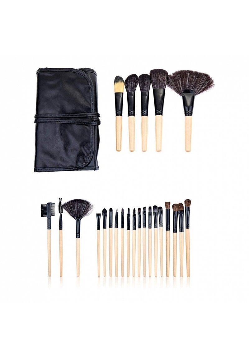 MYC Paris - 24 PINCEAUX DE MAQUILLAGE PROFESSIONNELS BOIS AVEC SAC - Kit pennelli - marron, Ingrandire