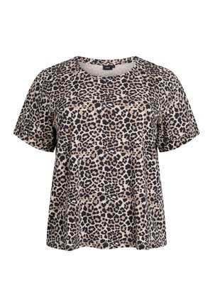 MIT RUNDHALSAUSSCHNITT  - Print T-shirt - brown leopard