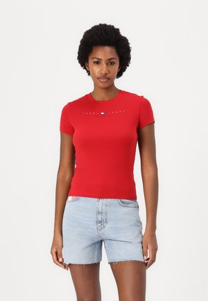 SLIM LINEAR TEE - Tričko s potlačou - sapphire red