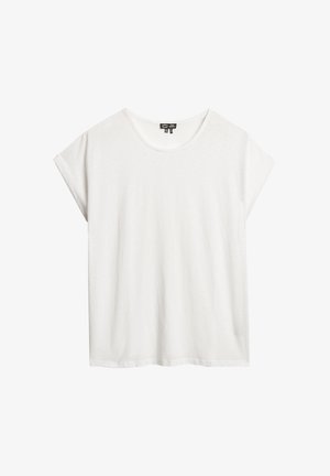 Witte t-shirt met korte mouwen en ronde halslijn. Gemaakt van zachte stof, met een losse pasvorm en een ongestructureerde silhoe t.