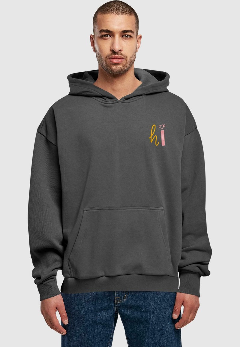 Merchcode WORDING - HI HEAVY - Mikina s kapucí - darkgrey