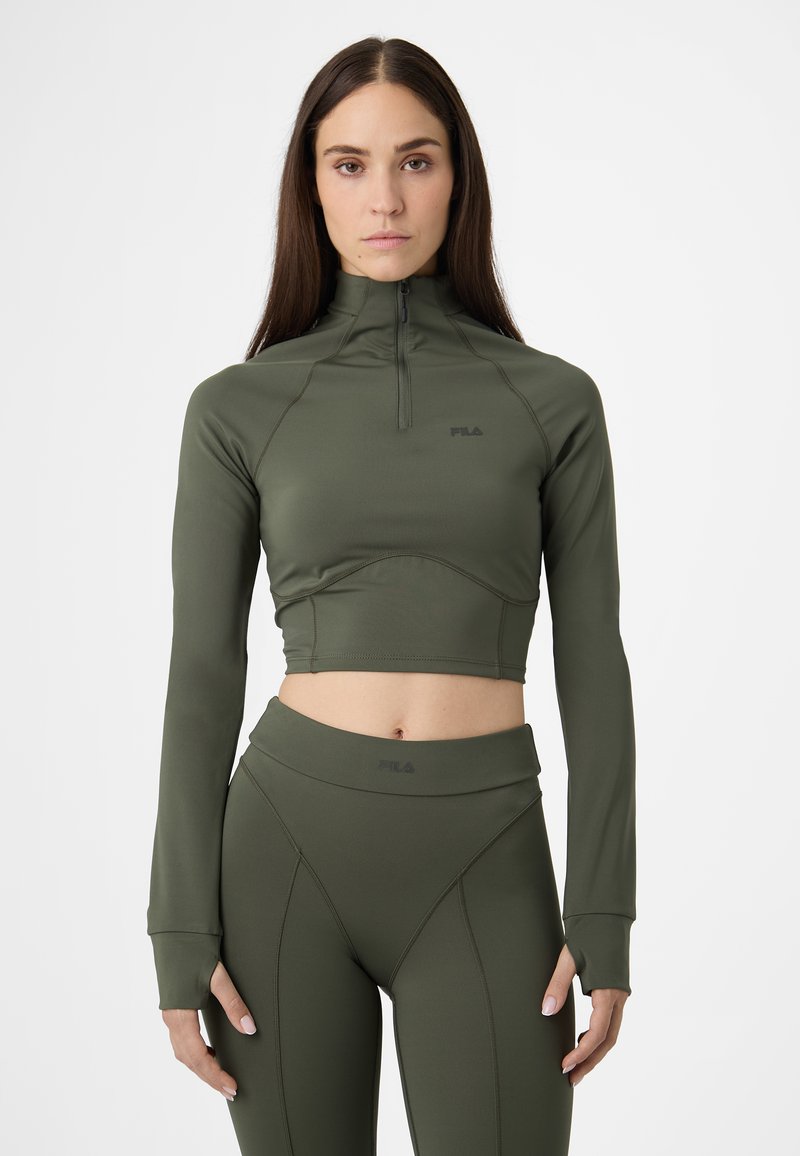 Fila APPAREL CORSICO SLIM CROPPED SCULPTURAL HALF-ZIP  - Pitkähihainen paita - deep depths