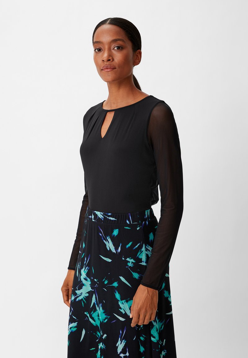 comma LONGSLEEVE MIT ZIERFALTEN - Bluse - schwarz