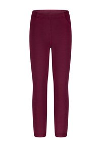 Bordeaux leggings gemaakt van rekbare stof, met een aansluitend ontwerp, een naadloze tailleband en twee zijzakken.