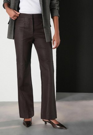REGULAR FIT - Leren broek - chocolate brown