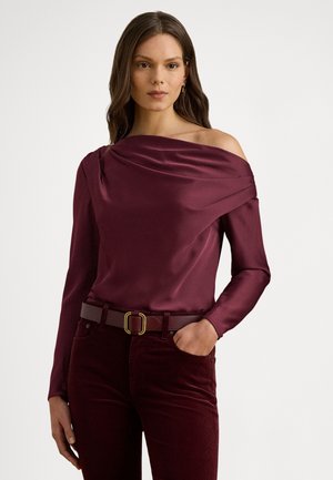 SATIN CHARMEUSE OFF-THE-SHOULDER BLOUSE - Blúz - dark garnet