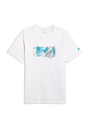 4F, 4F T-SHIRT REGULAR Z NADRUKIEM MĘSKI - BIAŁY 3XL - Print T-shirt - white
