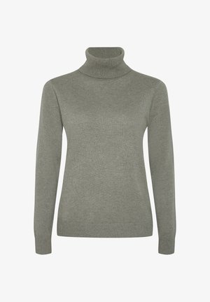 Maglione a collo alto lavorato a maglia grigio chiaro con maniche lunghe, silhouette aderente e polsini e collo a costine.