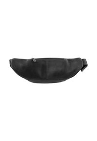 Borsa a tracolla nera in pelle con design curvato, tasca frontale con zip e finitura testurizzata. Cinghia regolabile per una vestibilità sicura.