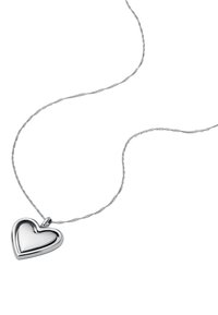 Silbernes Herzanhänger-Halsband an einer zarten Kette, mit einer polierten, abgerundeten Herzform und einer glänzenden Oberfläche sowie feinen Gliedern.