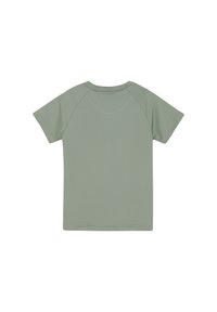 Kortärmad T-shirt i mjukt, ljusgrönt tyg. Har rund halsringning och raglanärmar med släta sömmar och ingen synlig logotyp eller mönster.