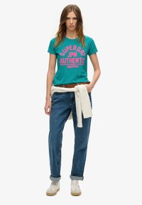 Superdry & Co PUFF - Print T-shirt - ocean green marl