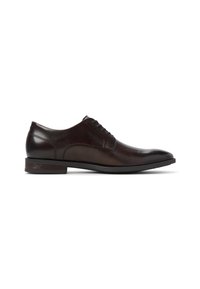 Scarpa da dress in pelle marrone con una finitura liscia, punta arrotondata e cinque occhielli per i lacci. Presenta un sottile gradiente di colore e un tacco basso.